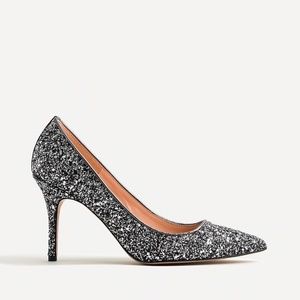 New JCREW Elsie Pumps in Gunmetal Glitter